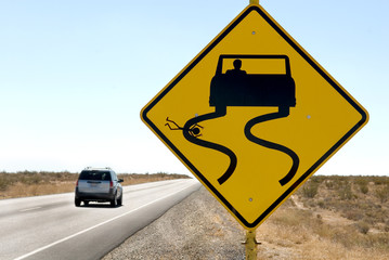 highway sign humor with speeding car