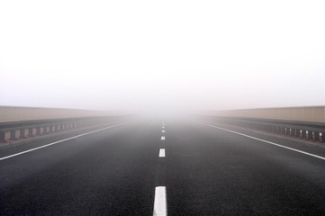 Fototapeta premium over the bridge on the fog