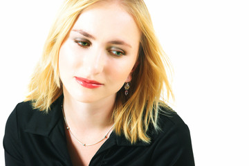 Naklejka premium sad blond woman