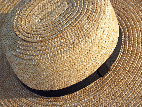 amish straw hat detail from top- pennsylvania