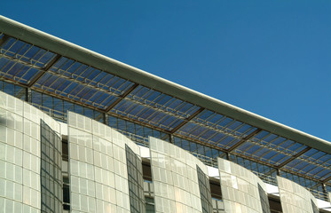 details of modern facade of ecological building