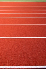 looking along the lanes of a running track