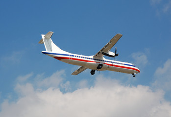 Fototapeta na wymiar aerospetiale atr-7 turboprop airplane