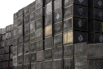 towers of stacked crates