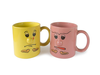 conflict (two cups with faces)
