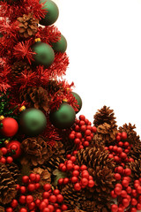 shiny red christmas tree with ornaments series