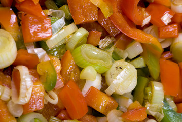 fried onions and peppers macro