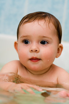 bathing baby