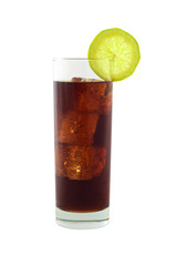 cola with lime and icecubes
