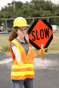 road crew slow sign