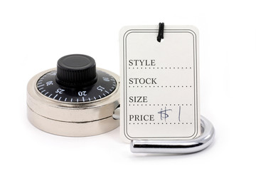 price tag and unlocked lock
