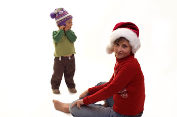mother and daughter in getting ready for xmas
