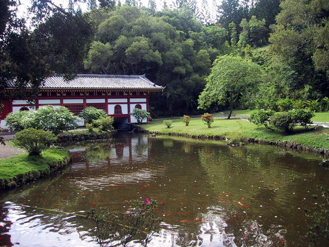 temple and lake