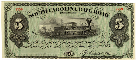 vintage south carolina railroad ticket