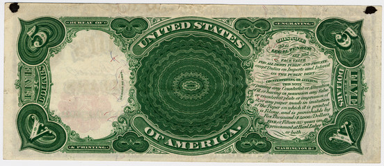 vintage five dollar bill