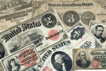 early american currency - obrazy, fototapety, plakaty