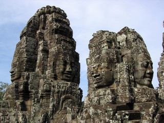 buddha face sculptures, cambodia