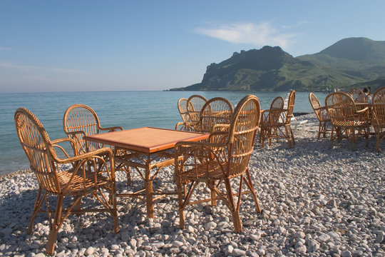 cafe table on the seaside