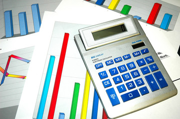 calculator and colourful graphs