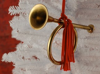 holiday brass horn ornament