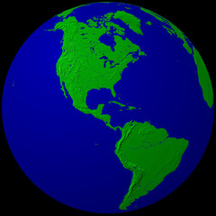 green & blue globe - america