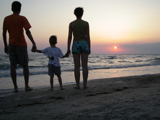 family on beach