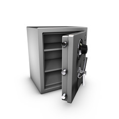 3d rendering of an opened safe.
