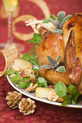 christmas turkey on holiday table