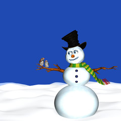snowman and birds