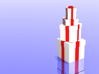 gifts in 3d over a blue background
