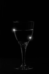 wine glass on the black background