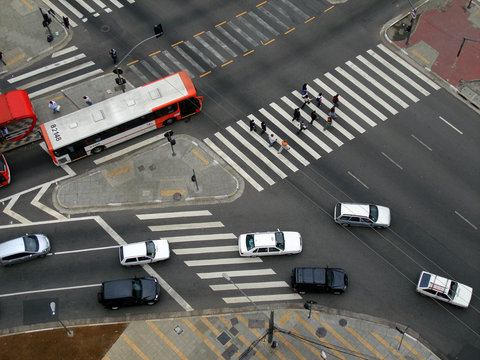 bus and cars
