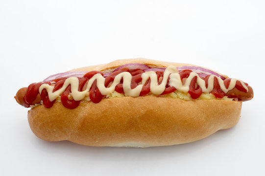 hotdog with ketchup and cheese