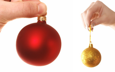 hands holding christmas balls