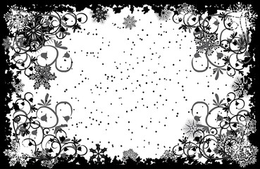 grunge snowflakes frame