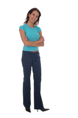 woman standing with arms folded