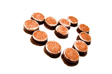 chocolate candies as heart