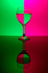 glass on neon background