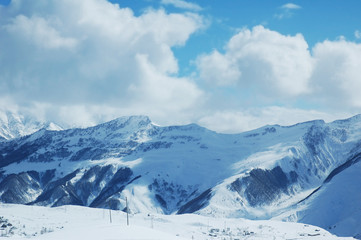 high mountaints under snow in winter - gudauri, ge
