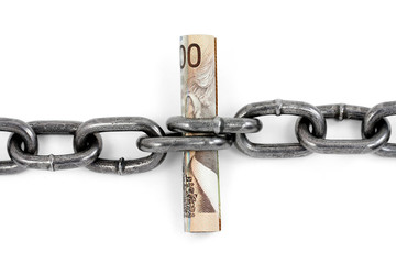 chain and canadian dollar, concept of financial support