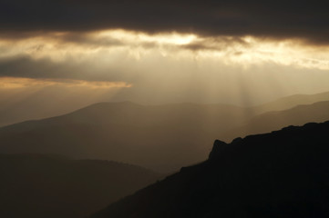 sunset in mountain
