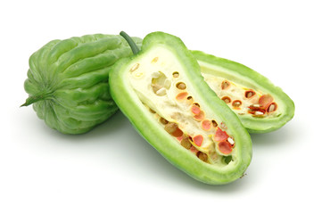 halved cut bitter melons