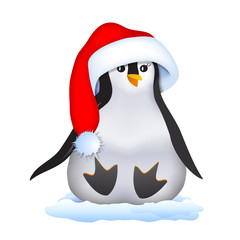 christmas penguin in santa hat