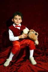 the boy and a toy.