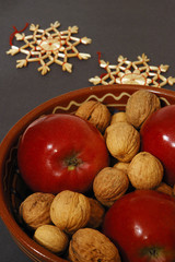 christmas bowl and snowflakes