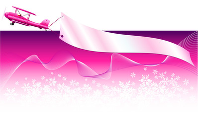 Vector Air messages plane, Flying advertising banner, Pink Airplane
