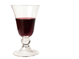 a glass of italian red wine in an isaloted white background