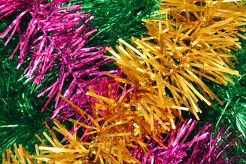 garlands of colourful tinsel