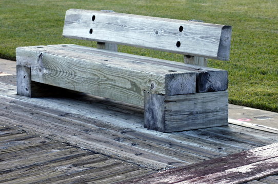 heavy wooden park bench