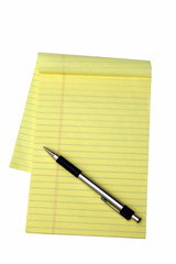 yellow notepad and a pen